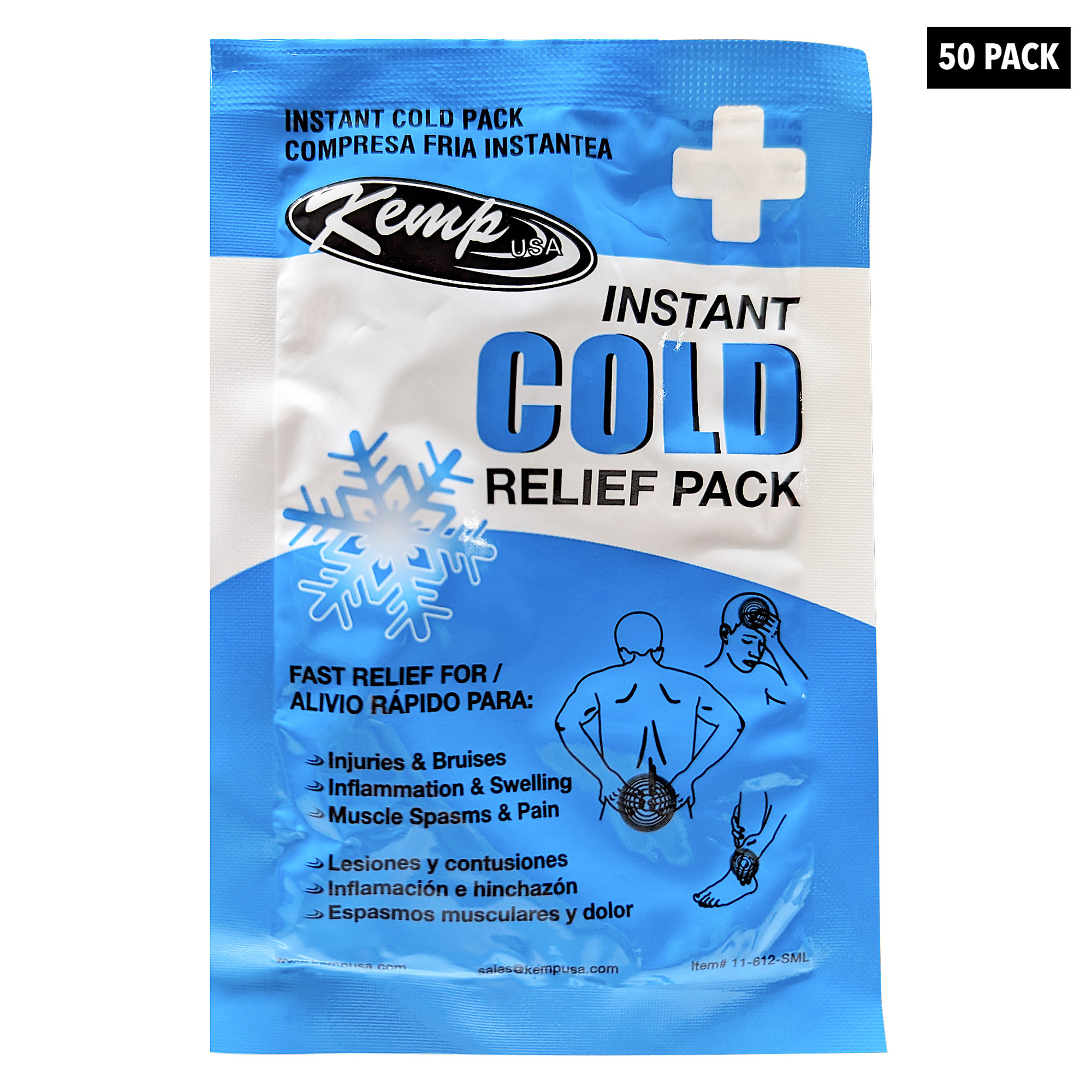 Kemp USA Instant Cold Ice Packs — 4in. x 6in., 50 Pcs, FTP Technology, Model# 11-612-SML